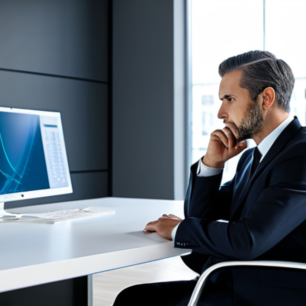 A seasoned and wise male professional, dressed in a modest, dark business suit with a crisp white shirt, is seated at a large, modern desk in a high-tech, minimalist office. He is contemplating a holographic architectural design that vaguely resembles an abstract wing structure, projected in front of him. His expression is thoughtful and composed. The office features large windows with a soft, diffused light, suggesting a calm atmosphere of innovation. Fully clothed, appropriate attire, modest clothing, professional dress, safe for work, appropriate content, professional, perfect anatomy, correct proportions, natural pose, well-formed hands, proper finger count, natural body proportions.
