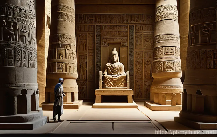 에아와 바빌론 신화 - **Prompt:** A poignant scene depicting Ea, the wise god, discreetly conveying urgent instructions to...
