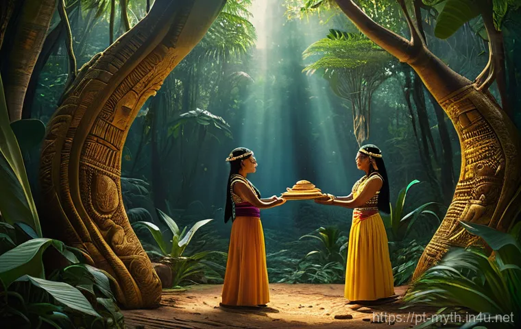 포포루 부흐와 쌍둥이 영웅 - **Prompt:** A vivid, mystical depiction of the creation of the first successful humans from corn. In...