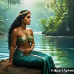 Home 21 세이렌과 유혹의 노래 - A detailed illustration of a Portuguese Iara mermaid from Brazilian folklore, depicted as a beautifu...